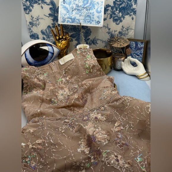 🆕 BRONX & BANCO 🧿 NWOT Violet Mini Dress, Gold & Champagne Sequin - Sz L US 8 - Picture 12 of 15